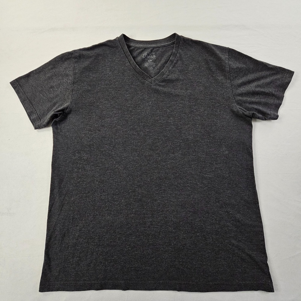 Fresh Clean Tees Gray Short Sleeve Cotton Blend V-Neck T-Shirt Men's L